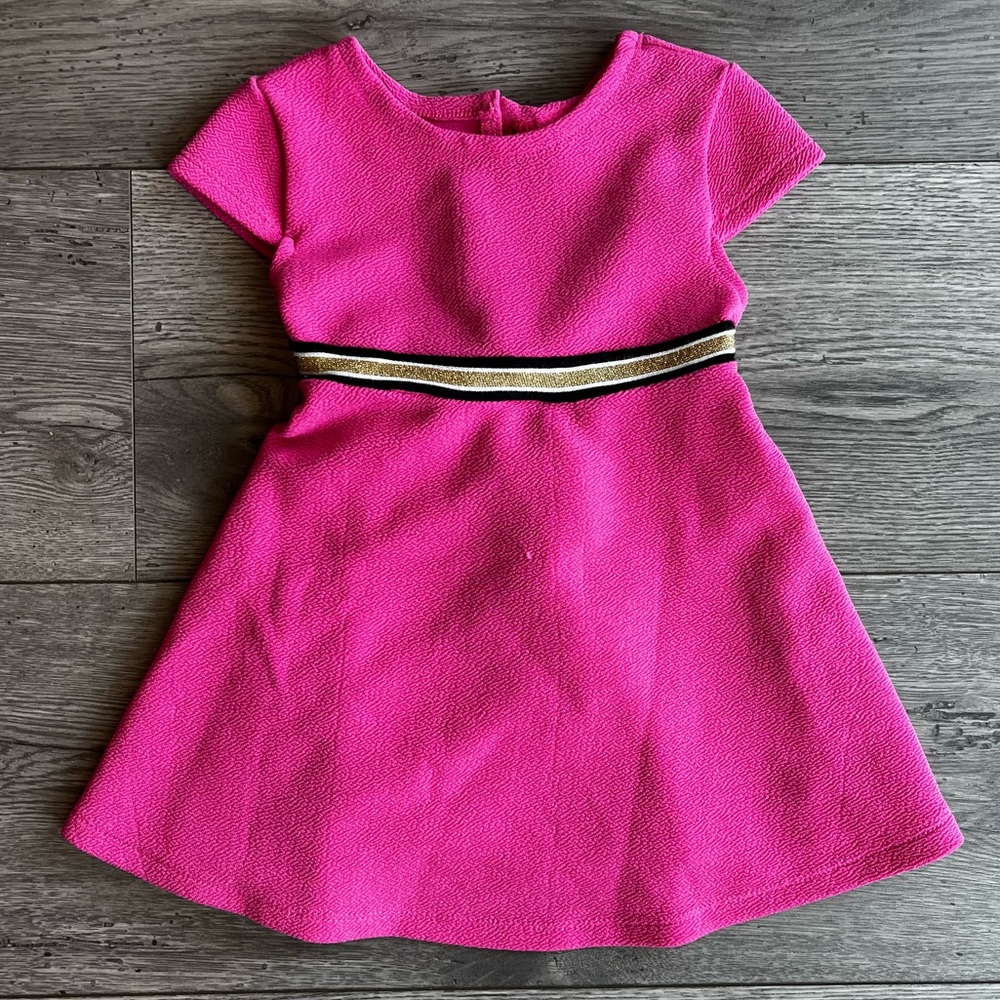 Youngland Baby Girl Short Sleeve Fit & Flare A-Line Dress Glitter Stripe 18 MON